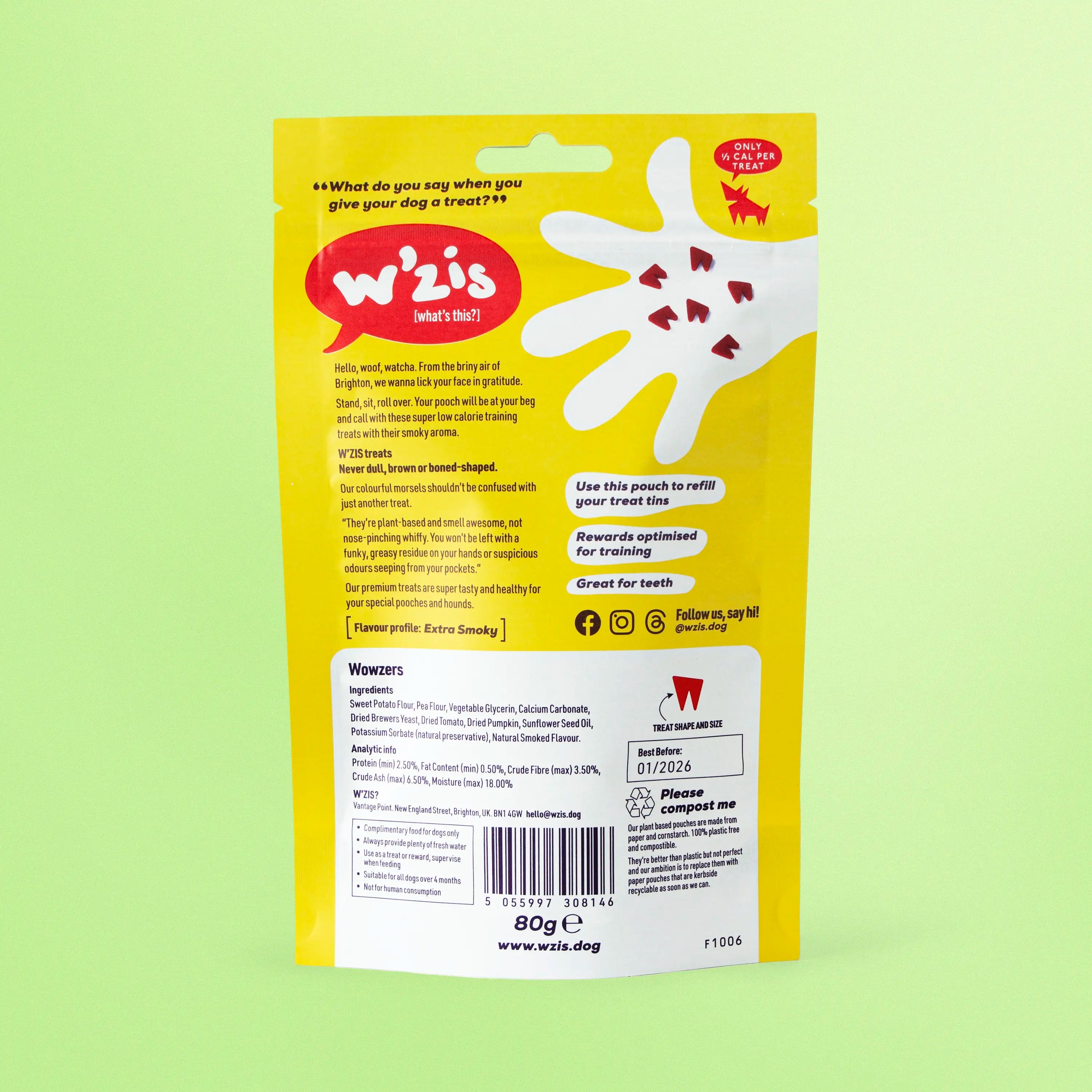 W’ZIS 1/2 calorie training dog treats pouch back